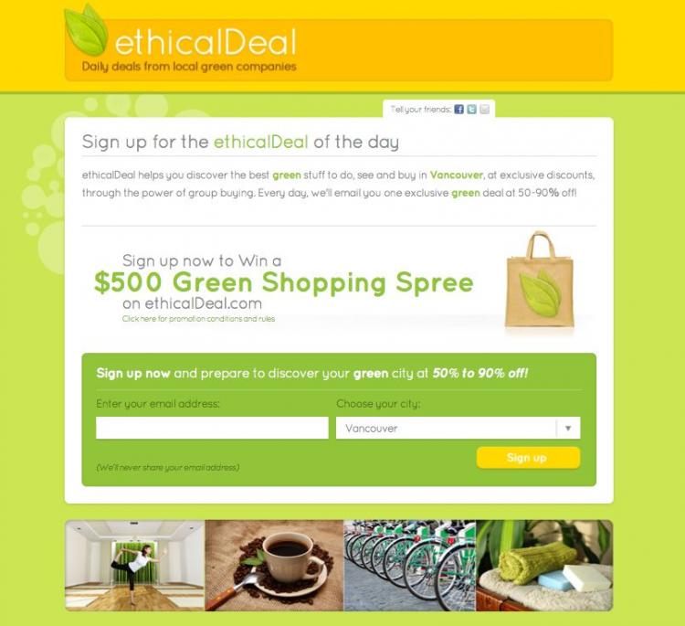EthicalDeal is a website that offers consumers discounts on green products and services through the power of group buying. (Ethico Solutions Inc.) EthicalDeal is a website that offers consumers discounts on green products and services through the power of group buying. (Ethico Solutions Inc.)