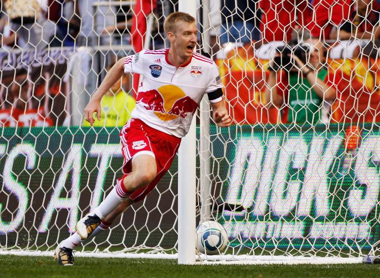 New York's Tim Ream celebrates his first career MLS goal against Colorado on Saturday. (Mike Stobe/Getty Images for New York Red Bulls) New York's Tim Ream celebrates his first career MLS goal against Colorado on Saturday. (Mike Stobe/Getty Images for New York Red Bulls)