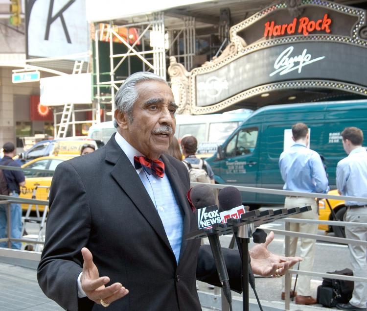 Rep. Charles Rangel, shown here at a press conference in Times Square last summer, announced Wednesday that he is acepting donations to help offset his legal costs incurred during a two-year investigation by the House Ethics Committee. (Jack Phillips/The Epoch Times) Rep. Charles Rangel, shown here at a press conference in Times Square last summer, announced Wednesday that he is acepting donations to help offset his legal costs incurred during a two-year investigation by the House Ethics Committee. (Jack Phillips/The Epoch Times)