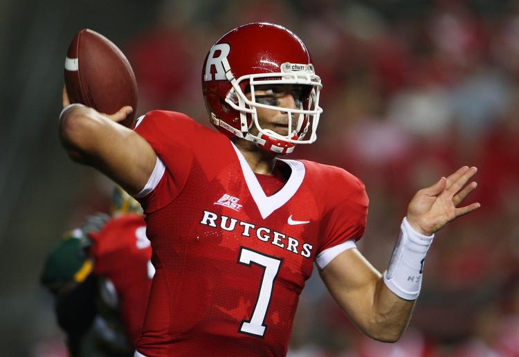 Rutgers quarterback Tom Savage didn't receive the protection needed from his offensive line this season. (Andrew Burton/Getty Images) Rutgers quarterback Tom Savage didn't receive the protection needed from his offensive line this season. (Andrew Burton/Getty Images)