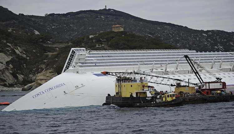 Cruiseship Costa Concordia and rock Cruiseship Costa Concordia and rock