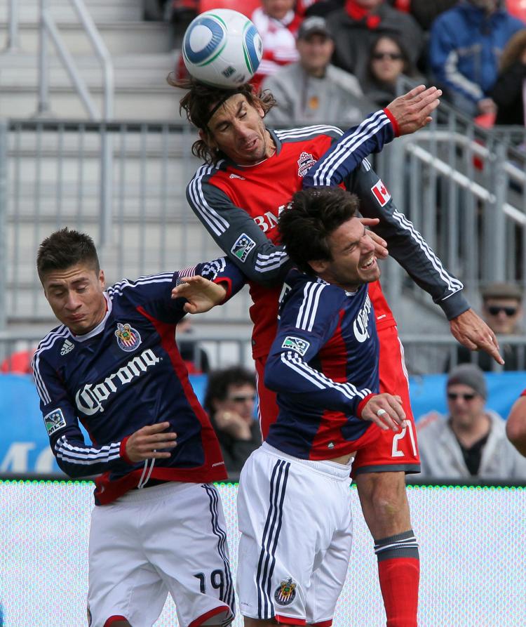 Toronto FC's Alan Gordon proved he can be the aerial threat needed on set pieces against Chivas USA last Saturday. (Abelimages/Getty Images) Toronto FC's Alan Gordon proved he can be the aerial threat needed on set pieces against Chivas USA last Saturday. (Abelimages/Getty Images)