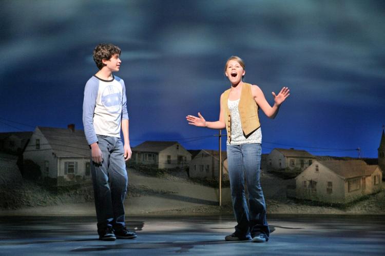 13 year-old Evan (Graham Phillips)and his new friend Patrice (Allie Trimm) in the new musical 13 year-old Evan (Graham Phillips)and his new friend Patrice (Allie Trimm) in the new musical