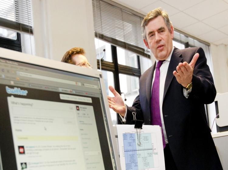 U.K. Prime Minister Gordon Browns stands near a computer logged onto a social networking site. With the first election since the advent of social media, politicians are keen to update strategies to master its vote-winning potential. (Dan Kitwood/Getty Images) U.K. Prime Minister Gordon Browns stands near a computer logged onto a social networking site. With the first election since the advent of social media, politicians are keen to update strategies to master its vote-winning potential. (Dan Kitwood/Getty Images)