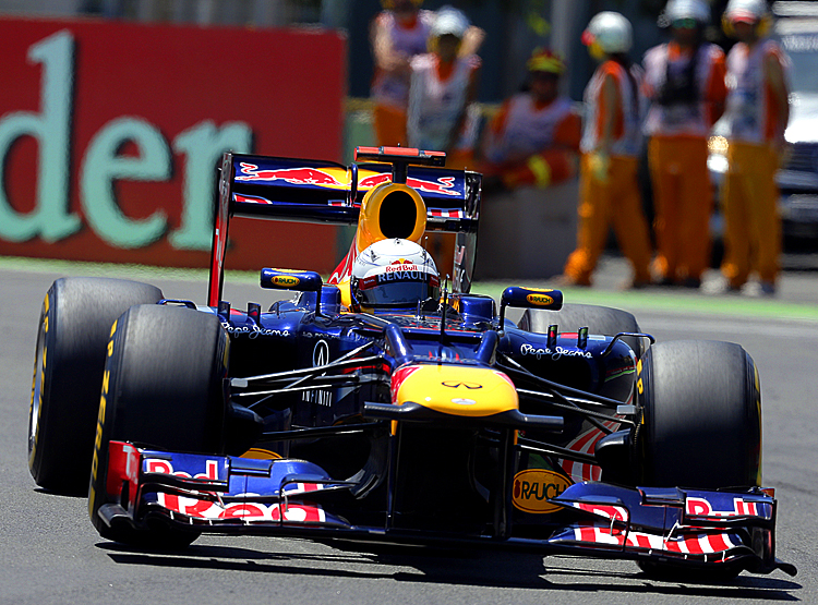 Red Bull Racing's German driver Sebastia Red Bull Racing's Sebastian Vettel drives at the Valencia Street Circuit qualifying for the Formula One European Grand Prix. (Jose Jordan/AFP/GettyImages)