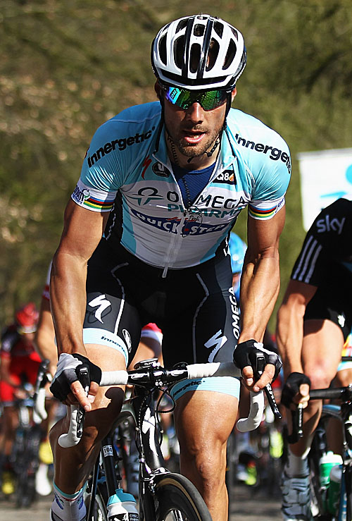 2012 Gent - Wevelgem Cycle Race Tom Boonen of Omega Pharma-Quick Step rides in the peloton during the Gent-Wevelgem one day cycle race on March 25, 2012. (Bryn Lennon/Getty Images)