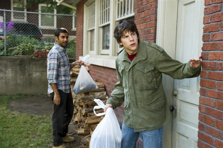 SHOWING CONCERN: (L-R) Aziz Ansari and Jesse Eisenberg in the action-comedy film '30 Minutes or Less.' (Wilson Webb/Columbia TriStar Marketing Group) SHOWING CONCERN: (L-R) Aziz Ansari and Jesse Eisenberg in the action-comedy film '30 Minutes or Less.' (Wilson Webb/Columbia TriStar Marketing Group)