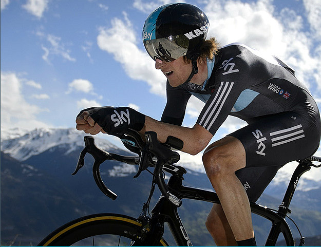 WiggoRomandieSkyTeam Bradley Wiggins rides to a stage and overall win in the Tour of Romandie time trial. (teamsky.com)