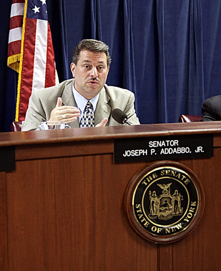 TALKING VOTING: State Sen. Joseph Addabbo at a hearing on Wednesday to discuss problems with new voting equipment and processes implemented on primary election day. (Courtesy Sen. Addabbo) TALKING VOTING: State Sen. Joseph Addabbo at a hearing on Wednesday to discuss problems with new voting equipment and processes implemented on primary election day. (Courtesy Sen. Addabbo)