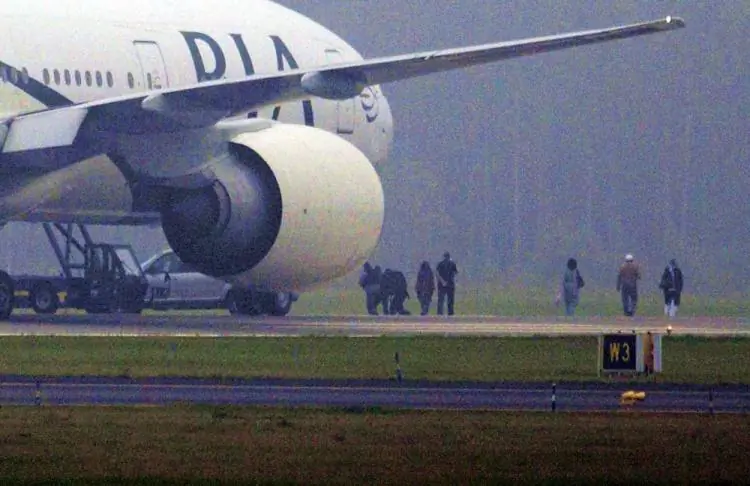 A Pakistan International Airlines Boeing 777 is seen at Stockholm Arlanda International Airport, on Sept. 25, 2010. (Fredrik Persson/AFP/Getty Images)