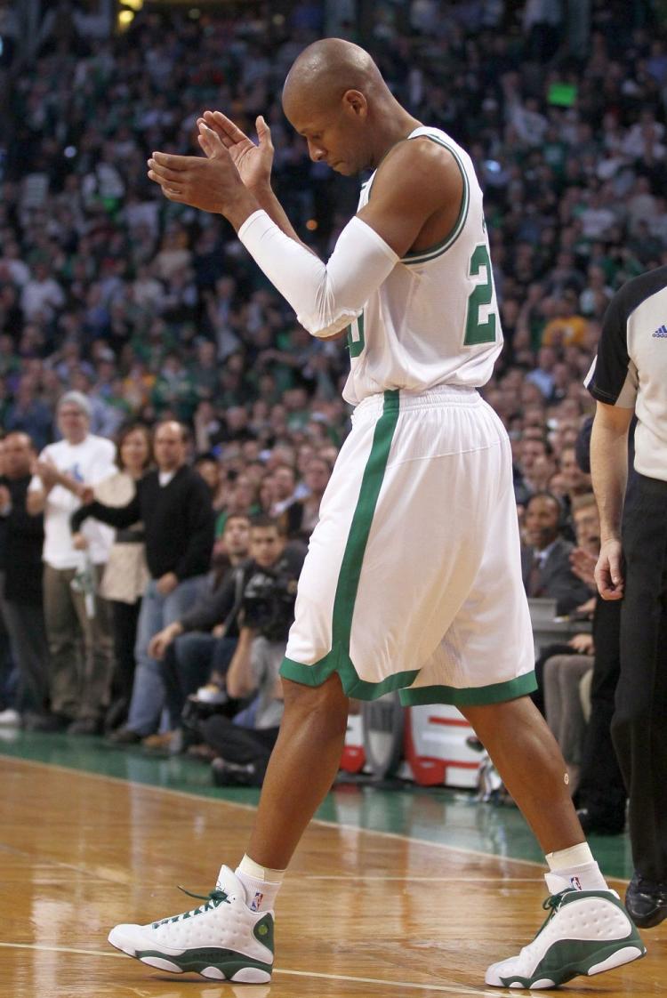 3-POINT KING: Ray Allen surpassed Reggie Miller's record of 1,560 all-time 3-pointers on Thursday night in Boston. (Elsa/Getty Images ) 3-POINT KING: Ray Allen surpassed Reggie Miller's record of 1,560 all-time 3-pointers on Thursday night in Boston. (Elsa/Getty Images )
