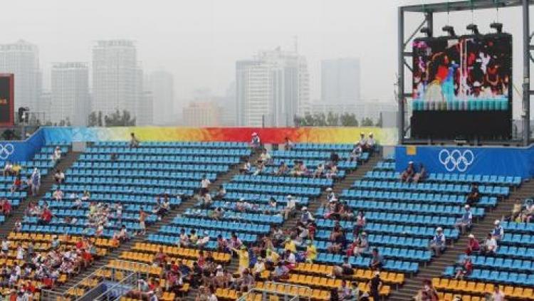A general view of Beijing's Chaoyang Park Beach Volleyball Ground is pictured with the city of Beijing in the background during the Women's preliminary beach volleyball matches on August 13, 2008 at the 2008 Beijing Olympic Games. (Thomas Coex/AFP/Getty Images) A general view of Beijing's Chaoyang Park Beach Volleyball Ground is pictured with the city of Beijing in the background during the Women's preliminary beach volleyball matches on August 13, 2008 at the 2008 Beijing Olympic Games. (Thomas Coex/AFP/Getty Images)