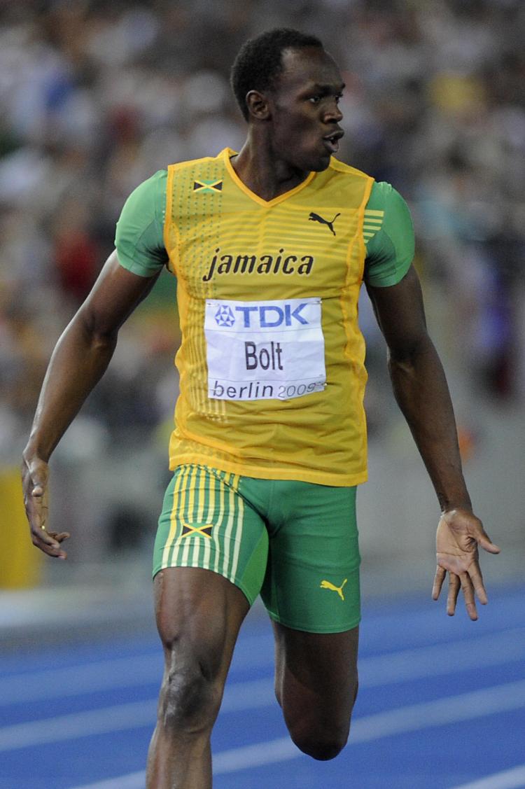 Jamaican Usain Bolt runs the 200 meters in 19.19 seconds. (Olivier Morin/AFP/Getty Images) Jamaican Usain Bolt runs the 200 meters in 19.19 seconds. (Olivier Morin/AFP/Getty Images)