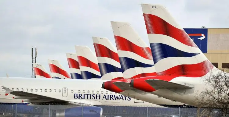 British Airways planes are grounded at Heathrow Airport. (Leon Neal/AFP/Getty Images)