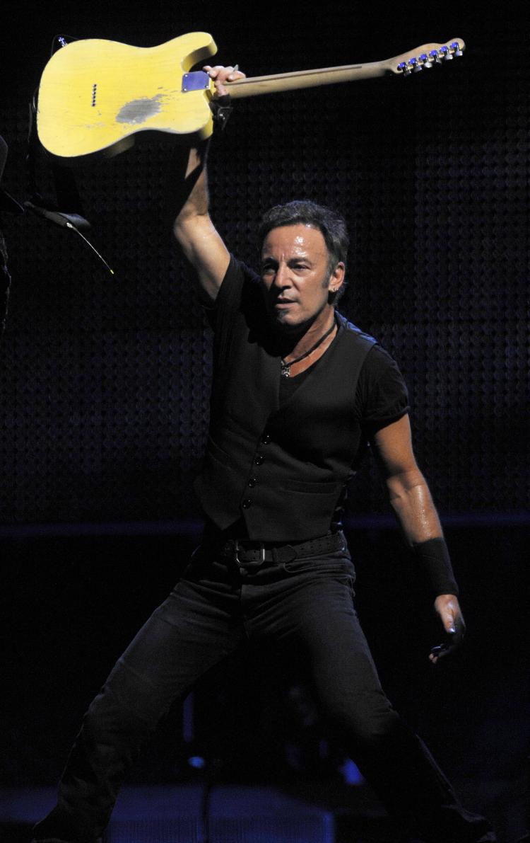 In this file photo, US rock musician Bruce Springsteen performs, on July 26, 2009, in the northern Spanish Basque city of Bilbao, during his first concert of the Spanish tour. (Rafa Rivas/AFP/Getty Images) In this file photo, US rock musician Bruce Springsteen performs, on July 26, 2009, in the northern Spanish Basque city of Bilbao, during his first concert of the Spanish tour. (Rafa Rivas/AFP/Getty Images)