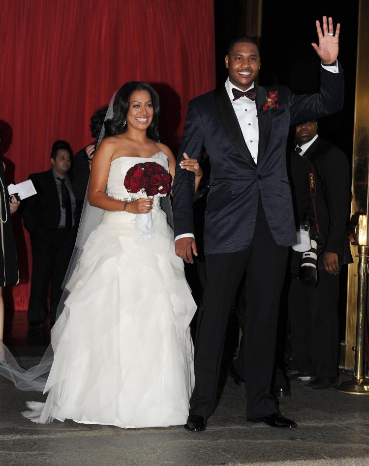 Carmelo Anthony and La La Vazquez at their wedding in New York in June. Their wedding TV show will premiere on VH1 Sunday night. (Jason Kempin/Getty Images) Carmelo Anthony and La La Vazquez at their wedding in New York in June. Their wedding TV show will premiere on VH1 Sunday night. (Jason Kempin/Getty Images)