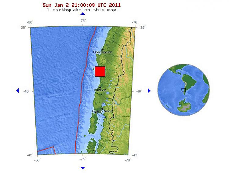 Chile Earthquake: The USGS earthquake location map. (USGS.gov) Chile Earthquake: The USGS earthquake location map. (USGS.gov)