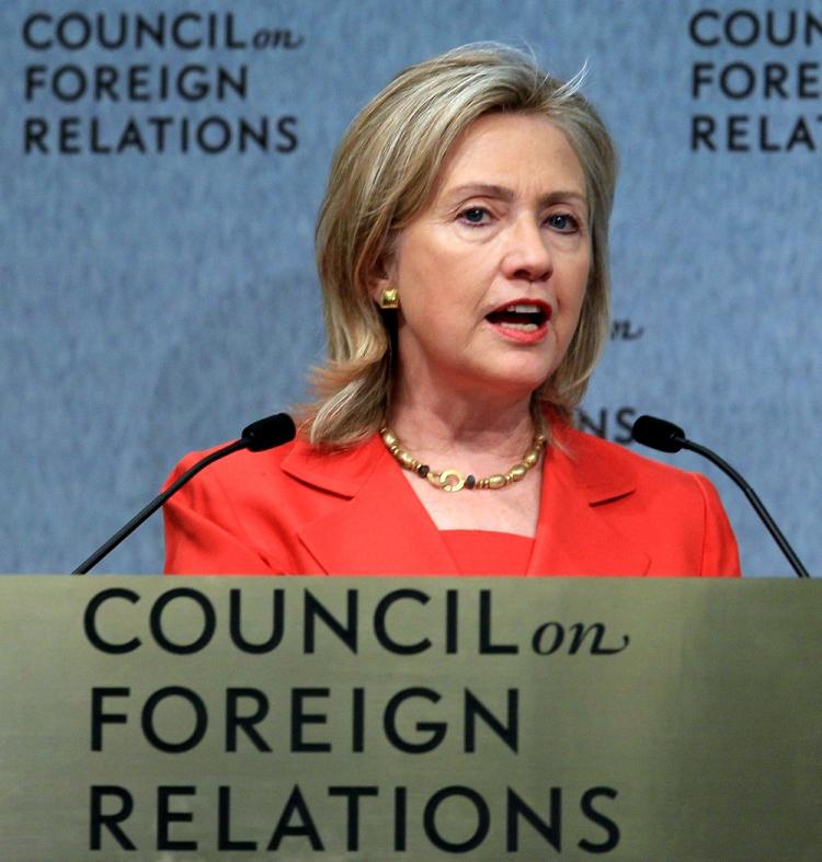 Secretary of State Hillary Clinton speaks at the Council on Foreign Relations Sept. 8, in Washington. (Mark Wilson/Getty Images) Secretary of State Hillary Clinton speaks at the Council on Foreign Relations Sept. 8, in Washington. (Mark Wilson/Getty Images)