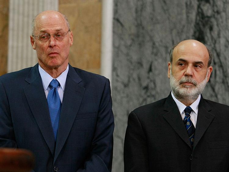 Secretary Henry M. Paulson (L) and Federal Reserve Chairman Ben Bernanke (R) participate in a news conference at the Treasury Department to talk about the market stability Initiative October 14, 2008. (Mark Wilson/Getty Images) Secretary Henry M. Paulson (L) and Federal Reserve Chairman Ben Bernanke (R) participate in a news conference at the Treasury Department to talk about the market stability Initiative October 14, 2008. (Mark Wilson/Getty Images)