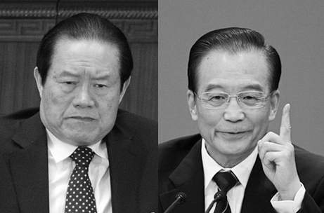 China security czar Zhou Yongkang (L) and Premier Wen Jiabao (R), composite image China security czar Zhou Yongkang (L) and Premier Wen Jiabao (R), composite image