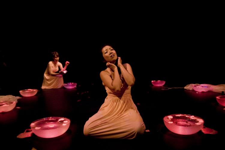 Singers Xin Wang and Krisztina Szabo in Queen of Pudding's production Beauty Dissolves in a Brief Hour. (John Lauener)