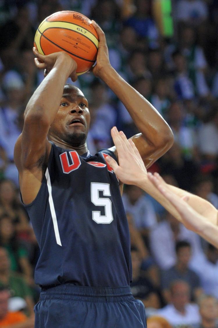 Kevin Durant soared in the last three games of the FIBA World Championship, sticking several near impossible shots. (Mustafa Ozer/AFP/Getty Images) Kevin Durant soared in the last three games of the FIBA World Championship, sticking several near impossible shots. (Mustafa Ozer/AFP/Getty Images)