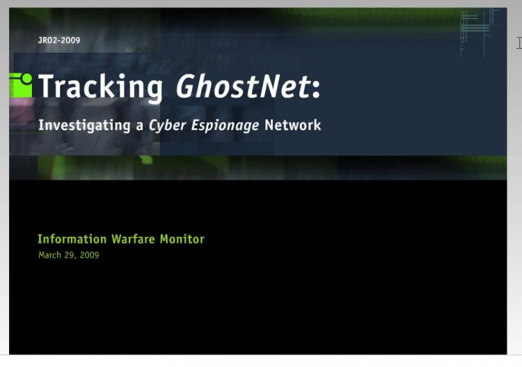 A screenshot of the GhostNet report released by the Information Warfare Monitor group in Canada. (Suman Srinivasan/Epoch Times) A screenshot of the GhostNet report released by the Information Warfare Monitor group in Canada. (Suman Srinivasan/Epoch Times)