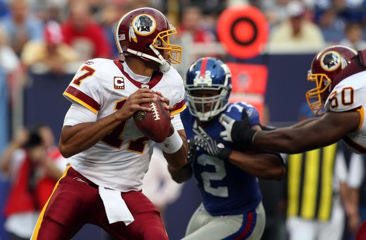 New York's defense must do its best to contain quarterback Jason Campbell and the rest of the Washington Redskins' offense. ( Jim McIsaac/Getty Images)