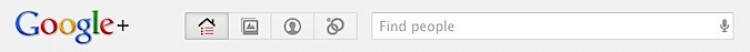 The top of the Google+ user interface. (Screenshot from plus.google.com) The top of the Google+ user interface. (Screenshot from plus.google.com)