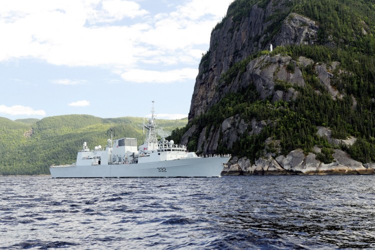 HMCS Ville de Québec Sails Past Le Cap Trinité Epoch Times Photo