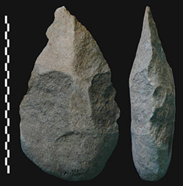 ANCIENT TOOLS: Early humans were using stone hand axes as far back as 1.8 million years ago. (Pierre-Jean Texier/National Center of Scientific Research, France) ANCIENT TOOLS: Early humans were using stone hand axes as far back as 1.8 million years ago. (Pierre-Jean Texier/National Center of Scientific Research, France)