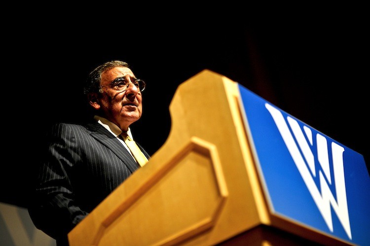 Defense Secretary Leon E. Panetta delivers remarks at an event hosted by the Woodrow Wilson International Center for Scholars in Washington, D.C., Oct. 11. (DOD photo by Air Force Tech. Sgt. Jacob N. Bailey) Defense Secretary Leon E. Panetta delivers remarks at an event hosted by the Woodrow Wilson International Center for Scholars in Washington, D.C., Oct. 11. (DOD photo by Air Force Tech. Sgt. Jacob N. Bailey)
