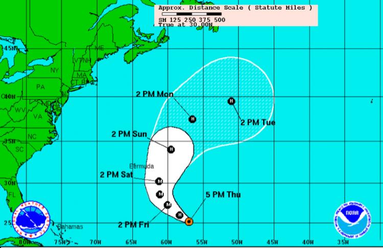 HURRICANE DANIELLE: A five-day forecast of Hurricane Danielle from the National Hurricane Center. (NOAA)