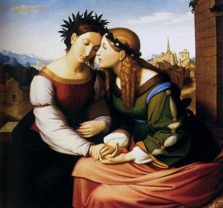 'ITALIA AND GERMANIA': Friedrich Overbeck (1789-1869), 1828,canvas, 37.2 inches x 41.2 inches Neue Pinakothek of Munich, Germany (Friedrich Overbeck) 'ITALIA AND GERMANIA': Friedrich Overbeck (1789-1869), 1828,canvas, 37.2 inches x 41.2 inches Neue Pinakothek of Munich, Germany (Friedrich Overbeck)