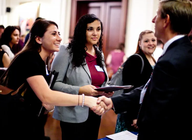Law students attend a public-interest career fair at the City Bar Justice Center in New York City. (Amal Chen/The Epoch Times)