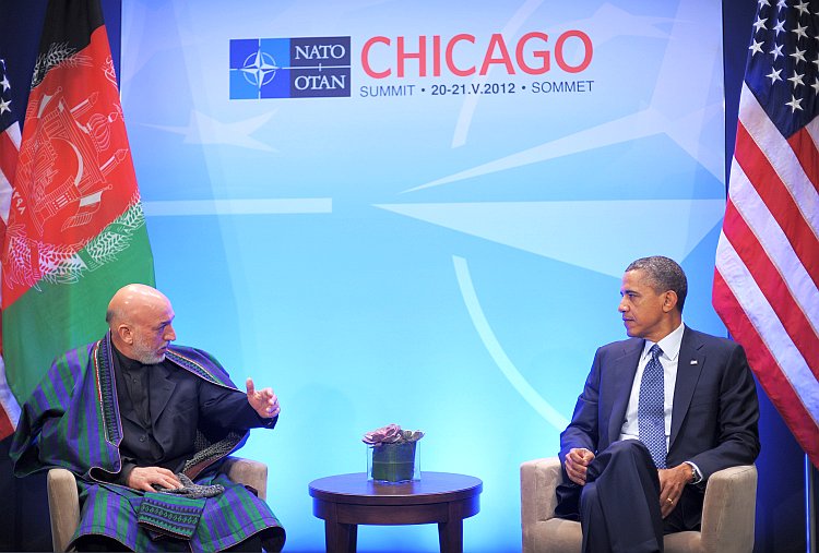 Afghan President Hamid Karzai speaks while meeting with U.S. President Barack Obama Afghan President Hamid Karzai speaks while meeting with U.S. President Barack Obama