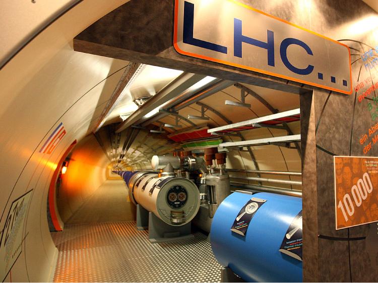 A model of the Large Hadron Collider (LHC) tunnel is displayed in the CERN (European Organization For Nuclear Research) visitors' center in Geneva-Meyrin, Switzerland. (Johannes Simon/Getty Images) A model of the Large Hadron Collider (LHC) tunnel is displayed in the CERN (European Organization For Nuclear Research) visitors' center in Geneva-Meyrin, Switzerland. (Johannes Simon/Getty Images)