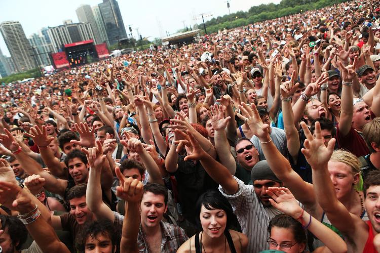 Lollapalooza Festival goers during the Lollapalooza music festival at Grant Park on August 9, 2009 in Chicago. Lollapalooza is one of the world's biggest music festivals that take place in Chicago's Grant Park each year from August 6-8. (Roger Kisby/Getty Images) Lollapalooza Festival goers during the Lollapalooza music festival at Grant Park on August 9, 2009 in Chicago. Lollapalooza is one of the world's biggest music festivals that take place in Chicago's Grant Park each year from August 6-8. (Roger Kisby/Getty Images)