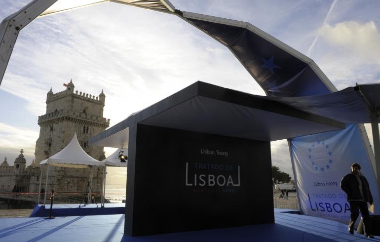 View of the Belem Tower before a ceremony to mark the entry into force of the European Union's Lisbon Treaty, on Dec. 1, in Lisbon. (Miguel Riopa/AFP/Getty Images) View of the Belem Tower before a ceremony to mark the entry into force of the European Union's Lisbon Treaty, on Dec. 1, in Lisbon. (Miguel Riopa/AFP/Getty Images)