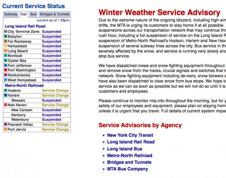 Long Island Rail Road: A screenshot of Long Island Rail Road's status on mta.info Long Island Rail Road: A screenshot of Long Island Rail Road's status on mta.info