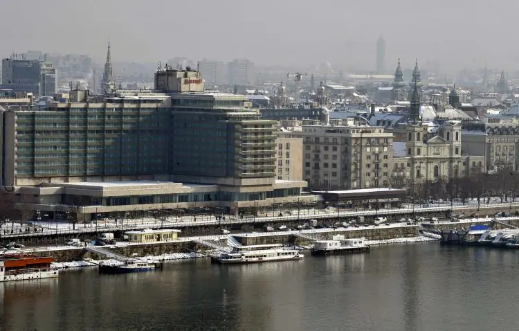 A Marriot Hotel at the Danube River in Budapest, Hungary, on Feb. 8, 2010. (Attila Kisbenedek/AFP/Getty Images)