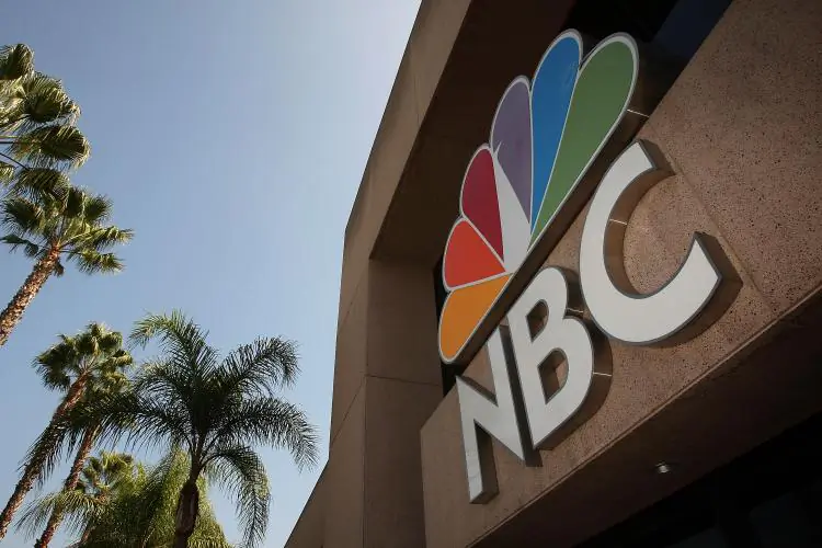 The NBC peacock logo on the NBC studios building in Burbank, California. (David McNew/Getty Images)