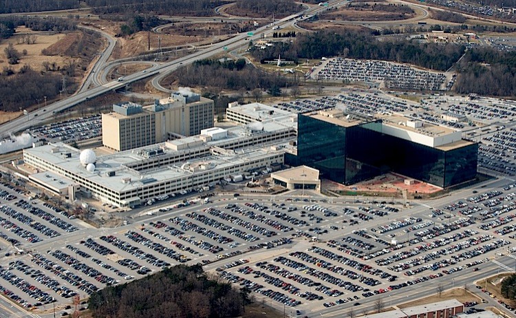 The National Security Agency (NSA) headquarters at Fort Meade, Maryland, as seen from the air in January 2010. (Saul Loeb/AFP/Getty Images)