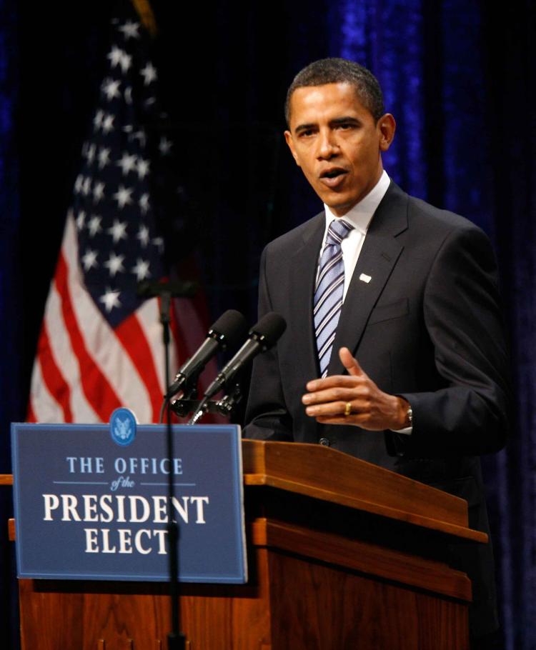 BUILDING SUPPORT: President-elect Barack Obama speaks on the economy at George Mason University on Thursday in Fairfax, Virginia. (Alex Wong/Getty Images) BUILDING SUPPORT: President-elect Barack Obama speaks on the economy at George Mason University on Thursday in Fairfax, Virginia. (Alex Wong/Getty Images)