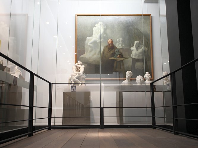 Art is displayed through glass at the new Espace Musées at the Charles de Gaulle Airport in Paris. The airport museum will showcase art that represents the French culture. (Courtesy of Espace Musées)