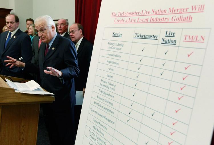 Rep. Bill Pascrell, Jr. (D-N.J.)(R), speaks about high ticket prices during a news conference on Capitol Hill, Dec. 16, 2009 in Washington, D.C. The news conference was held by a coalition of members of Congress and consumers groups opposing the pending merger of Ticketmaster and Live Nation, saying it would significantly quell opportunities for competition and lead to higher ticket prices and fees for concert goers. (Mark Wilson/Getty Images) Rep. Bill Pascrell, Jr. (D-N.J.)(R), speaks about high ticket prices during a news conference on Capitol Hill, Dec. 16, 2009 in Washington, D.C. The news conference was held by a coalition of members of Congress and consumers groups opposing the pending merger of Ticketmaster and Live Nation, saying it would significantly quell opportunities for competition and lead to higher ticket prices and fees for concert goers. (Mark Wilson/Getty Images)