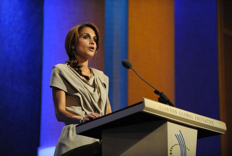 Queen Rania of Jordan spoke during the UN meetings in New York this week, advocating for more education and women's rights (Timothy A. Clary/AFP/Getty Images) Queen Rania of Jordan spoke during the UN meetings in New York this week, advocating for more education and women's rights (Timothy A. Clary/AFP/Getty Images)