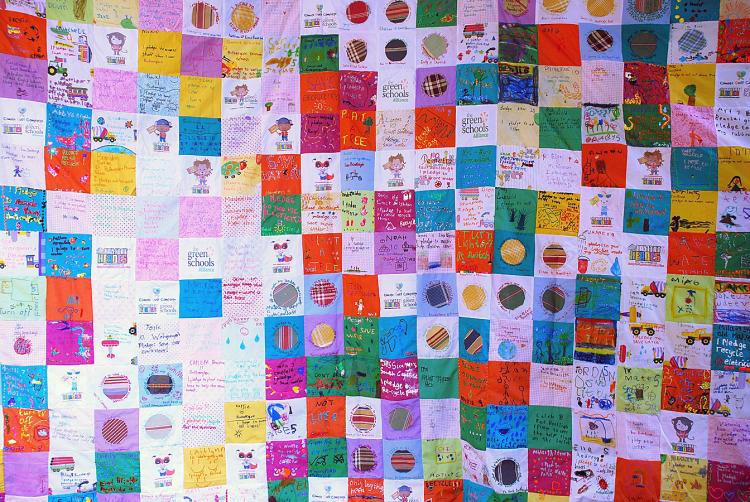 CLIMATE QUILT: A global project to unite children to protect the environment began on Wednesday at PS3 in the Village. Students used recycled materials to create a quilt, similar quilts will be made by students all around the world with the goal of displaying them in Copenhagen during the UN conference on climate change. (Photo courtesy Habitat Heroes) CLIMATE QUILT: A global project to unite children to protect the environment began on Wednesday at PS3 in the Village. Students used recycled materials to create a quilt, similar quilts will be made by students all around the world with the goal of displaying them in Copenhagen during the UN conference on climate change. (Photo courtesy Habitat Heroes)