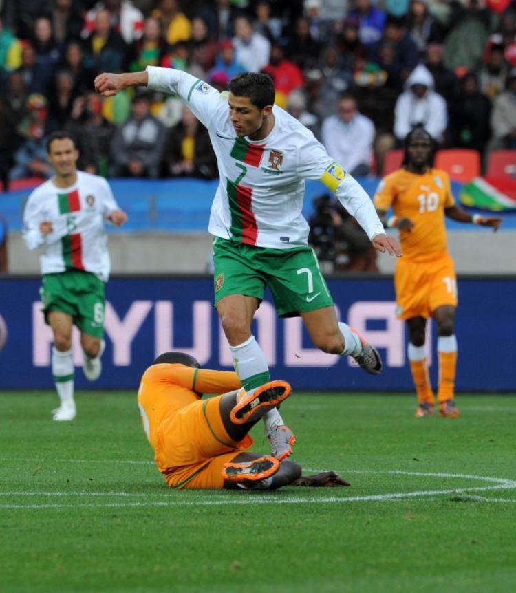 Portugal's Cristiano Ronaldo played well but his team disappointed in a highly anticipated matchup with Ivory Coast on Tuesday. (Toshifumi Kitamura/AFP/Getty Images)
