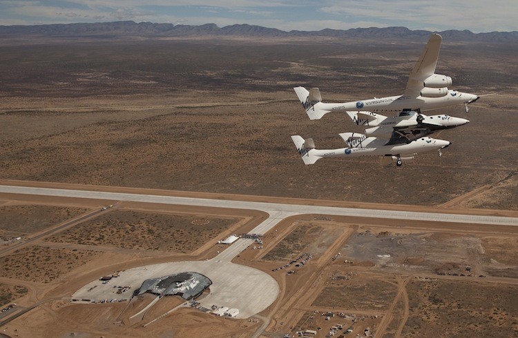 FLYOVER: The VSS Enterprise flies over a runway dedication at Spaceport America, New Mexico in October 2010. (Courtesy of Mark Greenberg) FLYOVER: The VSS Enterprise flies over a runway dedication at Spaceport America, New Mexico in October 2010. (Courtesy of Mark Greenberg)